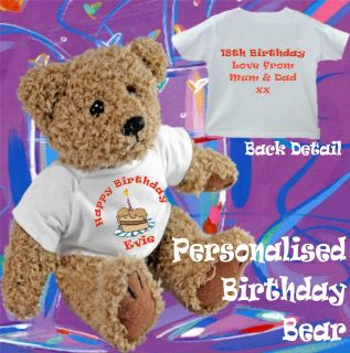 Personalised Happy 18th Birthday Bear   Add a Message to the Back 