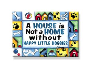 Happy Little Doggies MAGNET Shabby Cottage Chic Dog NEW