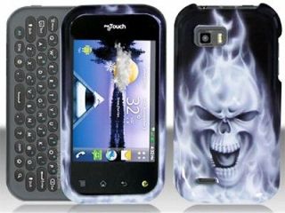   C800G WHITE FLAMING SKULL Faceplate Protector Snap On Hard Phone Case