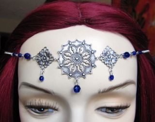 COBALT Blue Victorian GOTHIC Medieval RENAISSANCE Headdress/CIRC​LET 