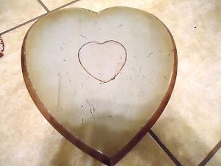 Vintage 1950s sewing box heart shaped rustic wood jewelry box trinkets 