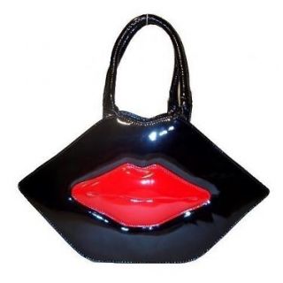 Red Black Lips Shaped Womens Handbag Shoulder Bag Rare Stylish Unique 