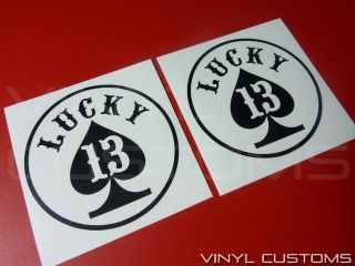 Lucky 13 Spade Vinyl Decal Sticker Motorcycle Fairing Helmet 20 
