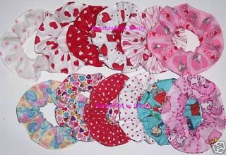 Valentines Day Hearts Fabric Hair Scrunchies You Choose