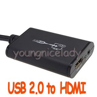 USB 2.0 TO HDMI Video Audio Adapter Cable converter external Suport 