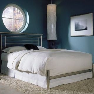 King size Contemporary Bed Frame with Headboard in Satin Metal Finish