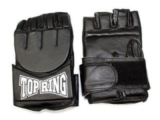 MMA Boxing Heavy Bag Gloves Fight Training BLACK LEATHER 4OZ 
