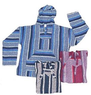 Baja Hoodie Mexican Pullover Poncho Drug Rug Lg Outdoor Camping 