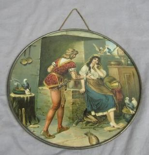 Antique COLOR LITHO & GLASS FLUE COVER~Made in Germany~CINDER​ELLA