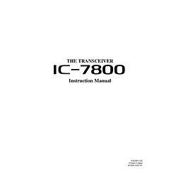 ICOM IC 7800 Operation Manual   Ring Bound w/Plastic Covers