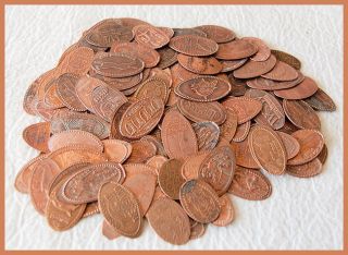 LOT OF 100 ELONGATED PRESSED PENNIES / ZOOS, AMUSEMENT PARKS, PLACES 