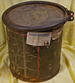 Vintage Military Surplus 9 1/2 Tall Sealable Metal Container