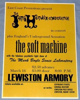   Jimi Hendrix Experience/Sof​t Machine Concert Poster   Maine 1968