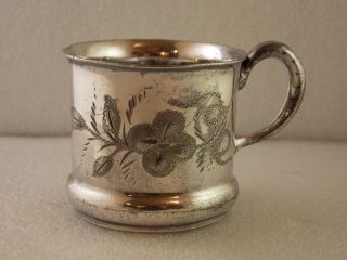 Vintage F B Rogers BABY INFANT CHILDS CUP MUG Silver Plate FLORAL 