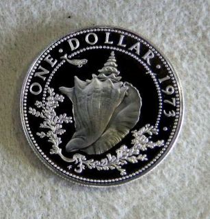 1973 SILVER BAHAMAS $1 CONCH SHELL PROOF COIN