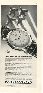 1959 Movado Kingmatic Chronometer Watch, Old Ad