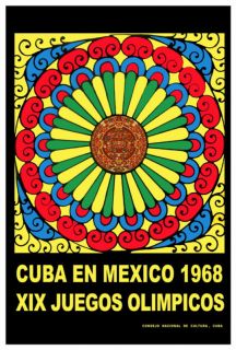 791.Cuban Olympic Poster.Calendario Azteca.Mexico 1968