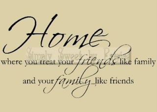 Home Friends Family Vinyl Wall Saying Lettering Quote Art Decoration 