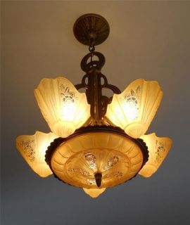 20s Art Deco Antique Chandelier Vintage Ceiling light fixture lamp 