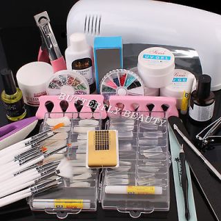   Nail Art UV Gel Kits Tool UV lamp Brush Remover nail tips glue acrylic