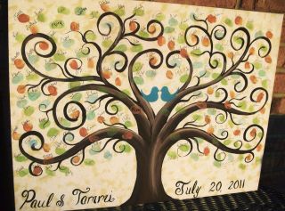   Fingerprint Tree Guest book Bridal Keepsake Art Large 18x24