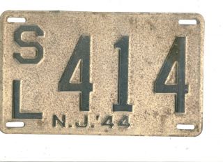1944 NEW JERSEY~S/L 414~GREAT WAR YEAR~10 1/2 X 6 1/2 INCH~LICENSE 