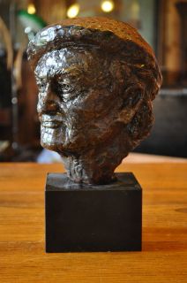 Original Head Bust Bronze Sculpture French John Wayne Signed Artist 