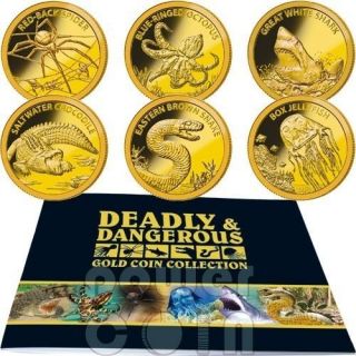 AUSTRALIA DEADLY DANGEROUS Small GOLD Coin Collection 6 Coins 5 