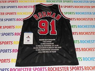   RODMAN autographed signed Chicago Bulls black STAT Jersey AAA Auth