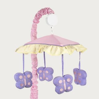 MUSICAL MOBILE FOR PINK PURPLE BUTTERFLY BABY CRIB BEDDING BY SWEET 