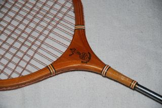 VTG Wright & Ditson Wood Badminton Raquet Racket with Wooden Holder 