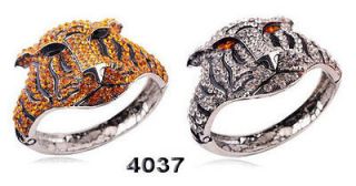 2p Tiger Cuff Bracelets Bangles Unisex Czech Rhinestone Crystal 