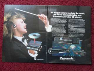 1986 Print Ad PANASONIC Portable CD Players Sexy Girl Orchestra Leader