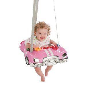 Evenflo PINK Girls Sports Car Jump Up and Go Jumper Exerciser Baby Toy 