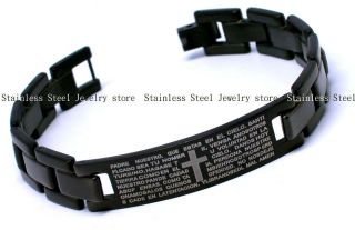 Mens Stainless Steel Bracelet Bangles Black Cross Link 8 w/ Tracking 