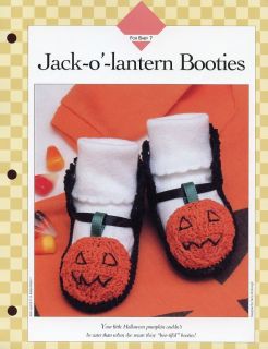 Halloween Jack o Lantern Pumpkin Baby Booties Vanna Crochet Pattern 