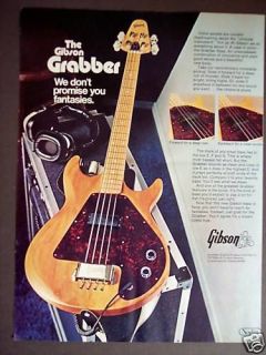 1975 Gibson Grabber moving pickup Bass Guitar print ad