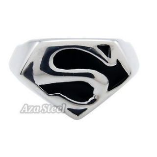 Mens Superman Hero Stainless Steel Ring US Size 9, 10, 11, 12, 13