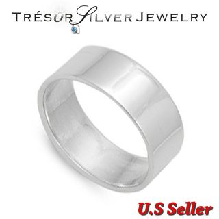 mens sterling silver 6mm plain flat wedding band ring size 5 6 7 8 9 