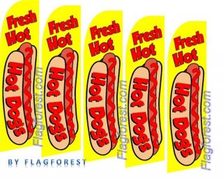 five) 11.5 FRESH HOT HOT DOGS SWOOPER #1 FEATHER FLAGS BANNERS