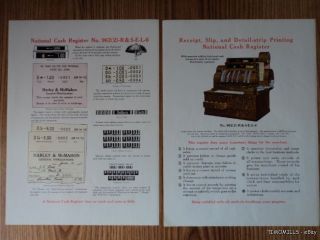 1919 National Cash Register NCR Model 962 Catalog Sheet Brochure 