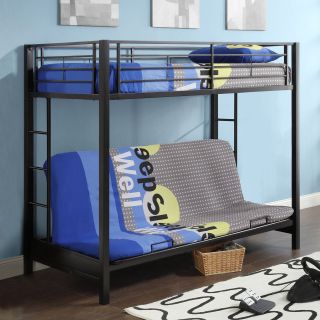 NEW Metal Bunk Bed Frame Twin over Full/Double Futon in Black   Safety 