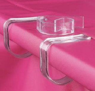 dz PLASTIC clear TABLECLOTH CLIPS for TABLE SKIRTS