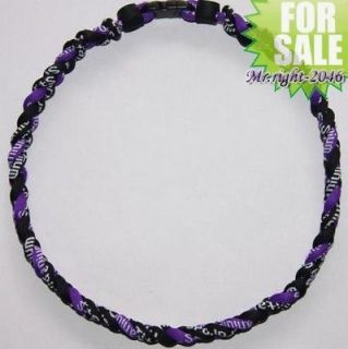   2012 Ionic Titanium Baseball Sports Tornado Necklace Black Purple 20