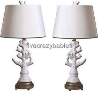   Abstract CORAL Table Lamp PAIR Seashell Beach Island Set / 2 Horchow