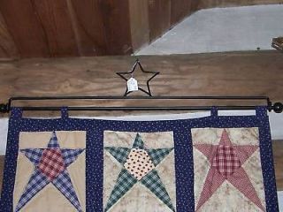 Wrought Iron Black Quilt Wall Hanger Star 15.5L w/ Removable bar