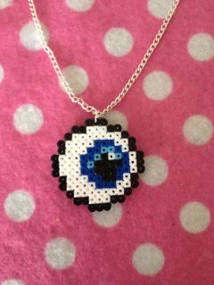 Mini Hama Bead 8 Bit Pixel Eyeball Necklace Geek Goth