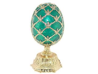 New Swarovski Crystal Bejeweled Green Russian Faberge Egg with Basket