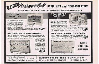   Ad Packard Bell Tube & Transistor Radio Kits Demonstrator Boards