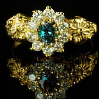   NATURELOUPE CLEAN NATURAL RUSSIAN ALEXANDRITE DIAMOND 14K GOLD RING